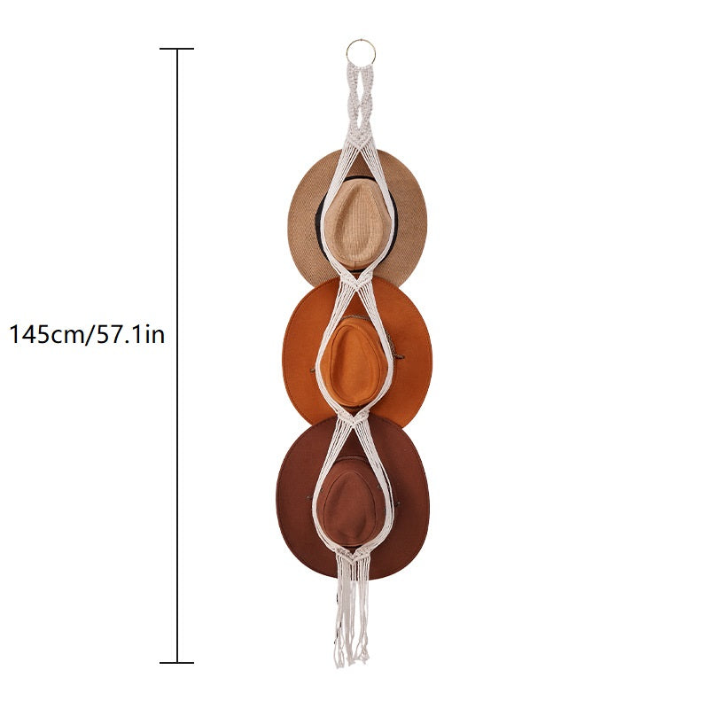 Boho Macrame 3-Tier Hat Holder
