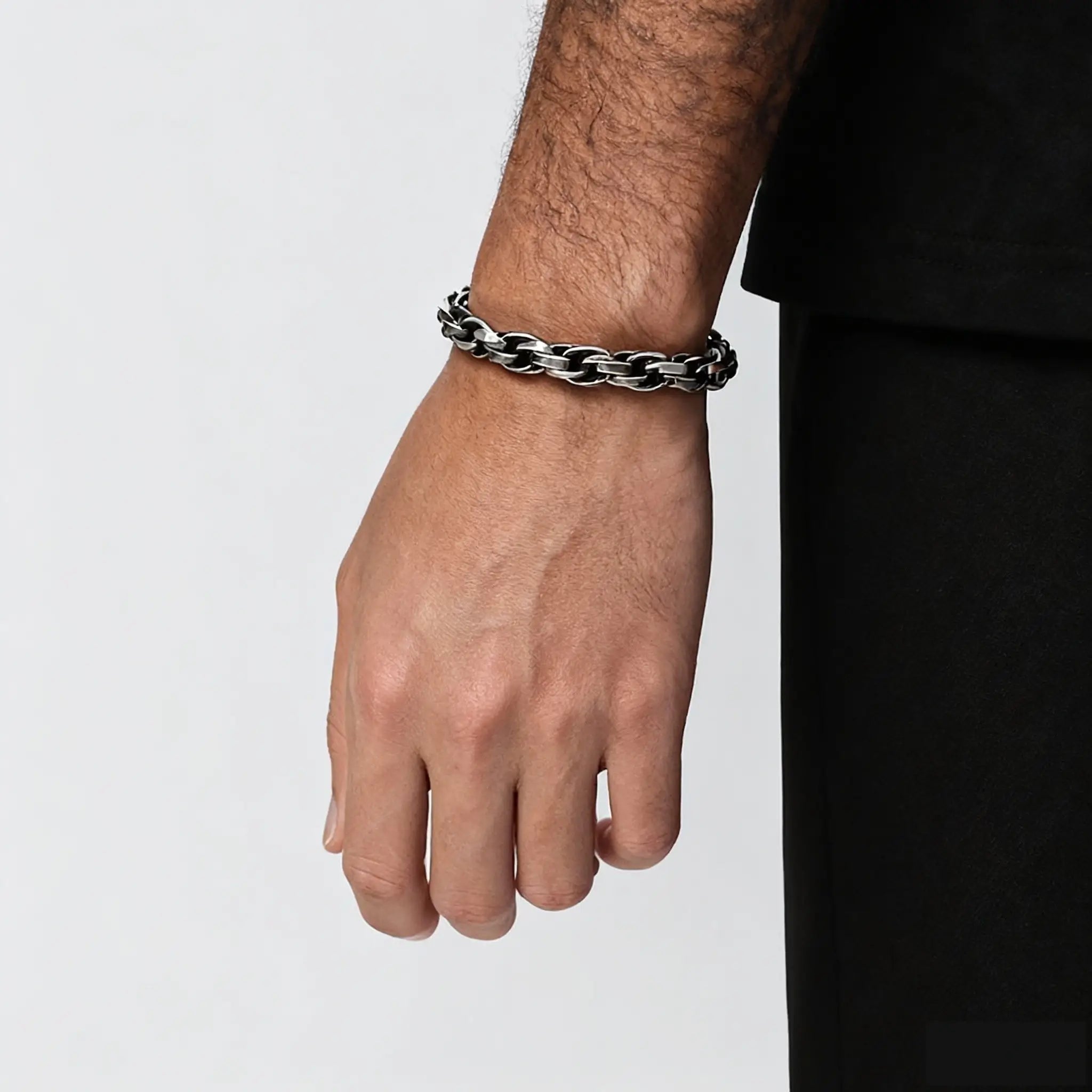 Men’s Vintage Bracelet 9mm - 316L Stainless Steel, Polished Finish