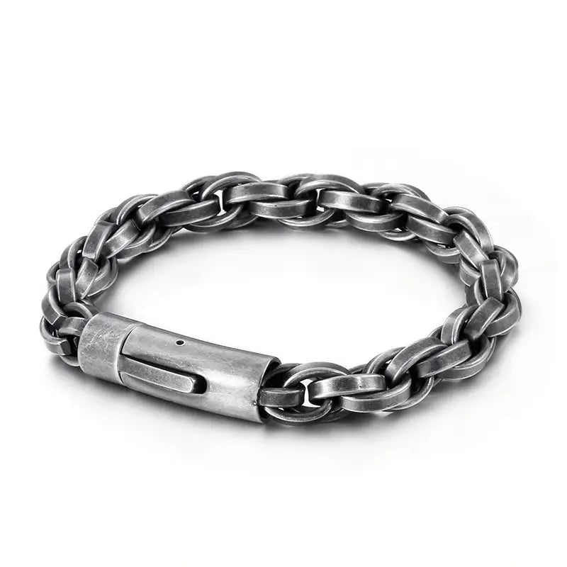 Men’s Vintage Bracelet 9mm - 316L Stainless Steel, Polished Finish