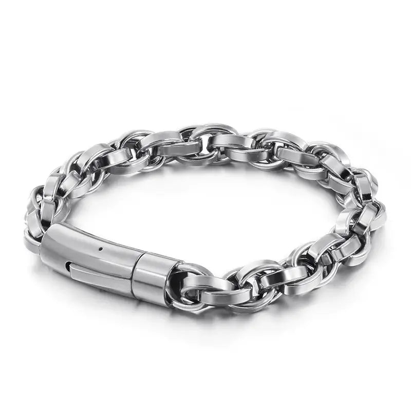 Men’s Vintage Bracelet 9mm - 316L Stainless Steel, Polished Finish