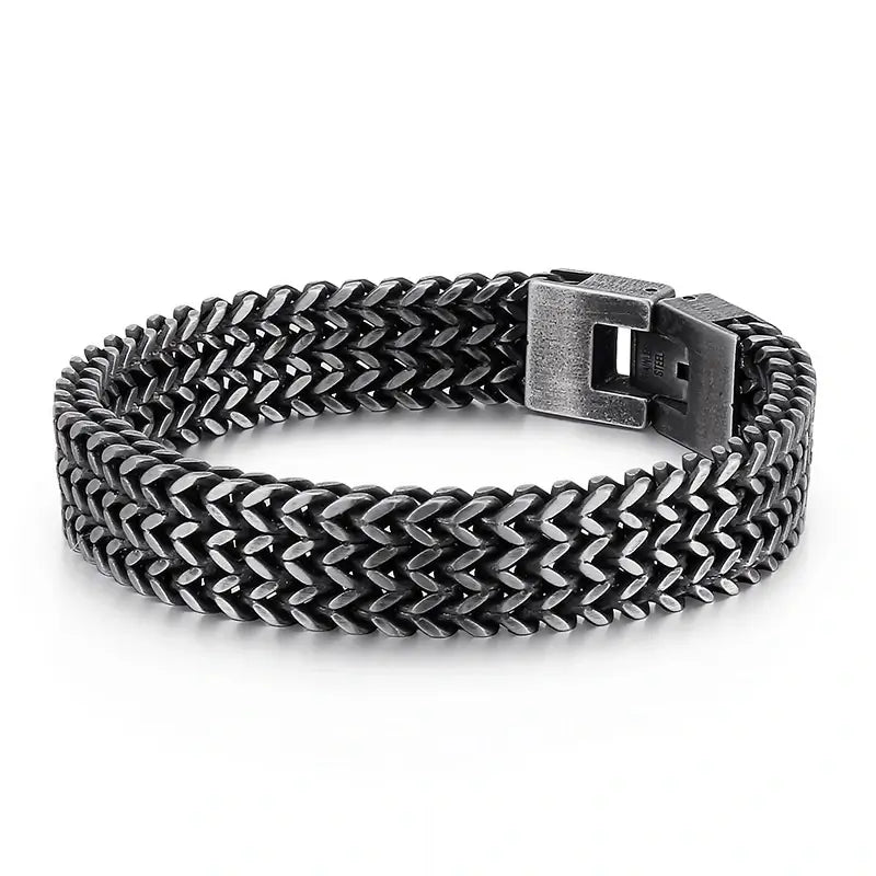 Men’s Vintage Bracelet 9mm - 316L Stainless Steel, antique silver color
