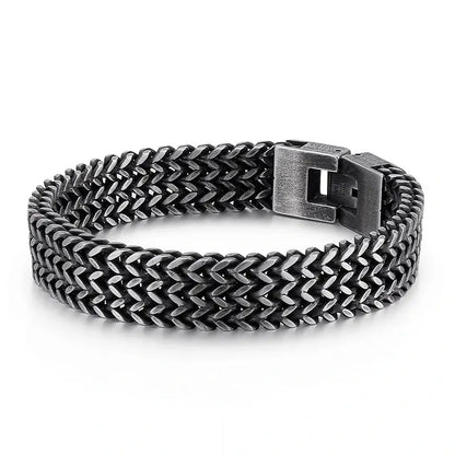 Men’s Vintage Bracelet 9mm - 316L Stainless Steel, antique silver color