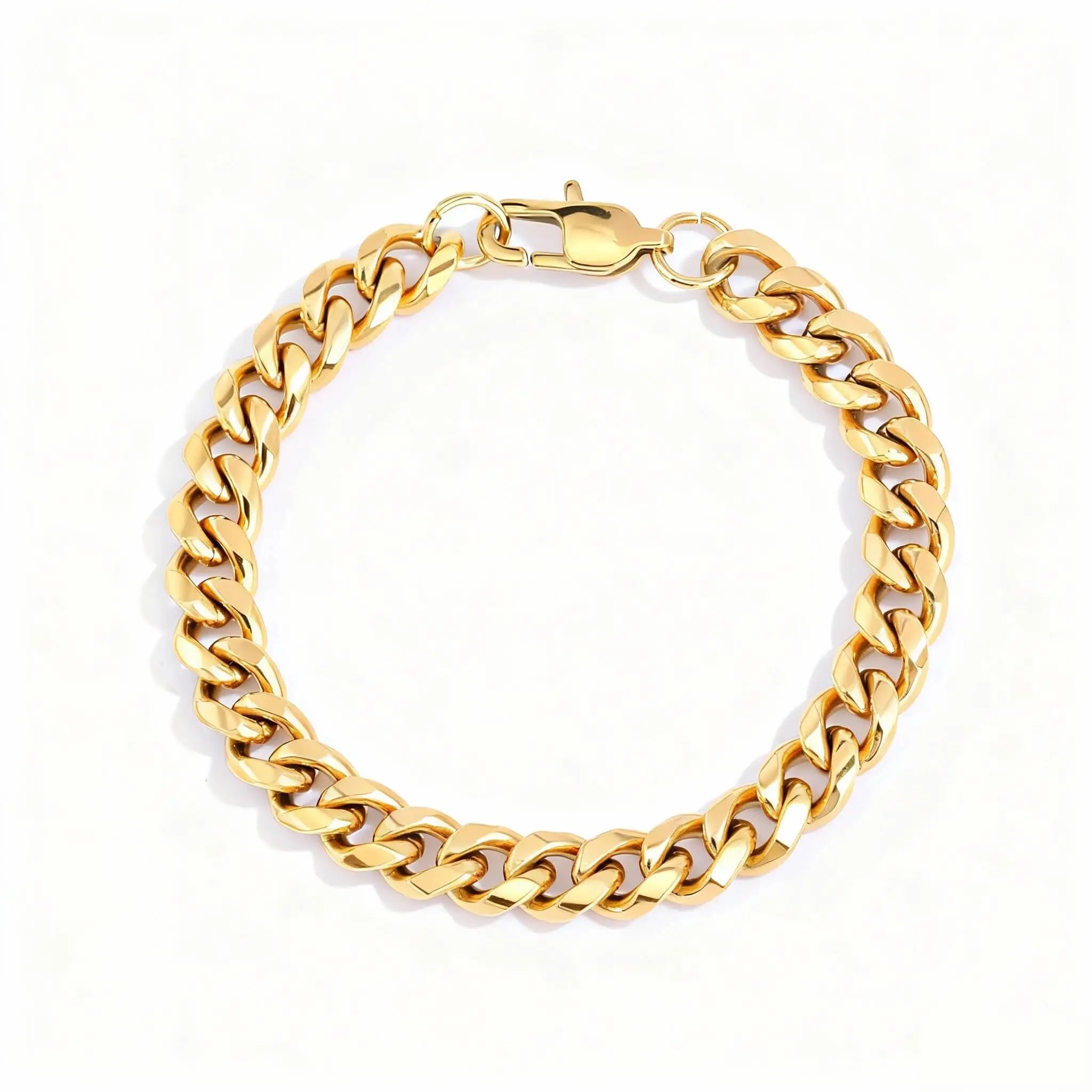 Cuban Link Bracelet – Stainless Steel, 18K Gold Plated