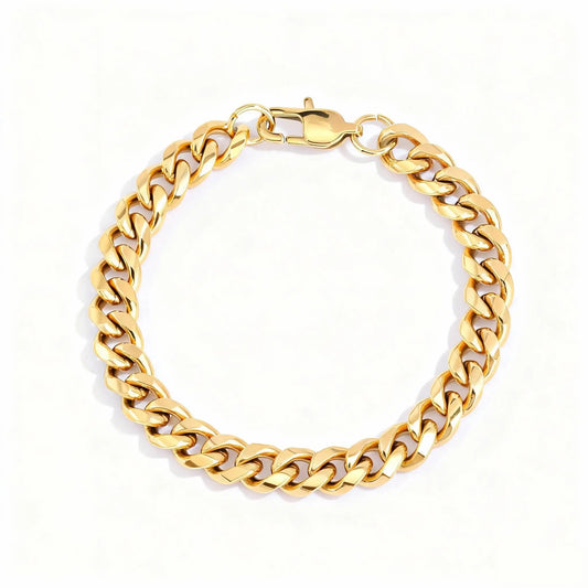Cuban Link Bracelet – Stainless Steel, 18K Gold Plated, Lobster Clasp