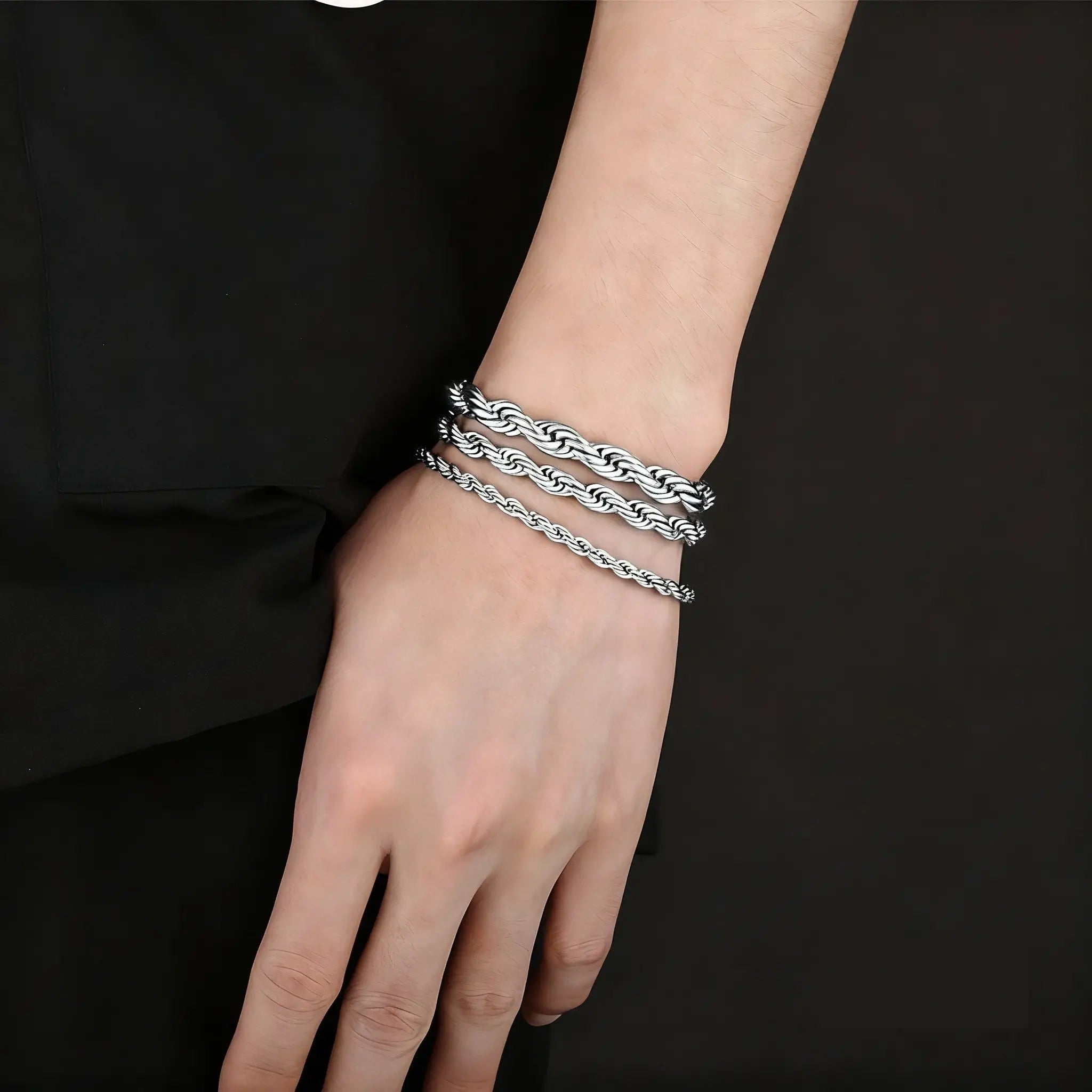 Twisted Chain Bracelet - 316L Stainless Steel, Polished Finish