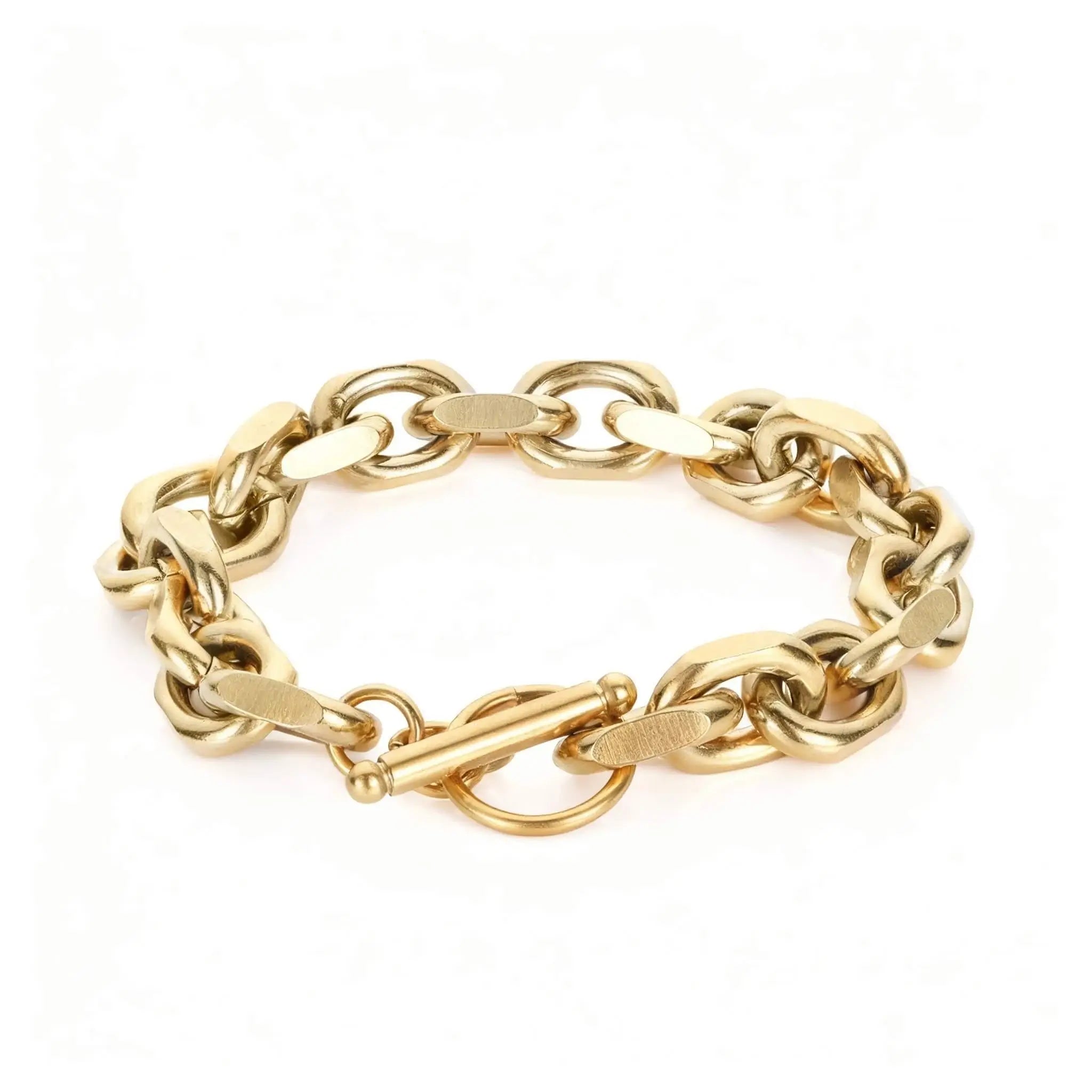 Chain Bracelet 9mm - Stainless Steel, 18K Gold Plated