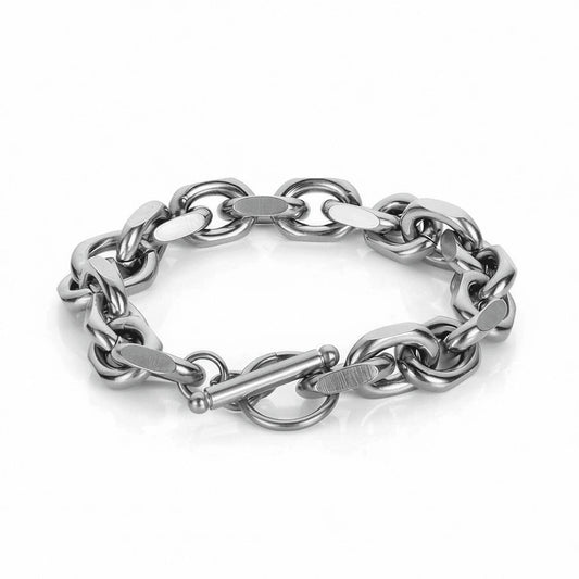 Chain Bracelet 9mm - Stainless Steel, Polished Finish, Toggle Clasp