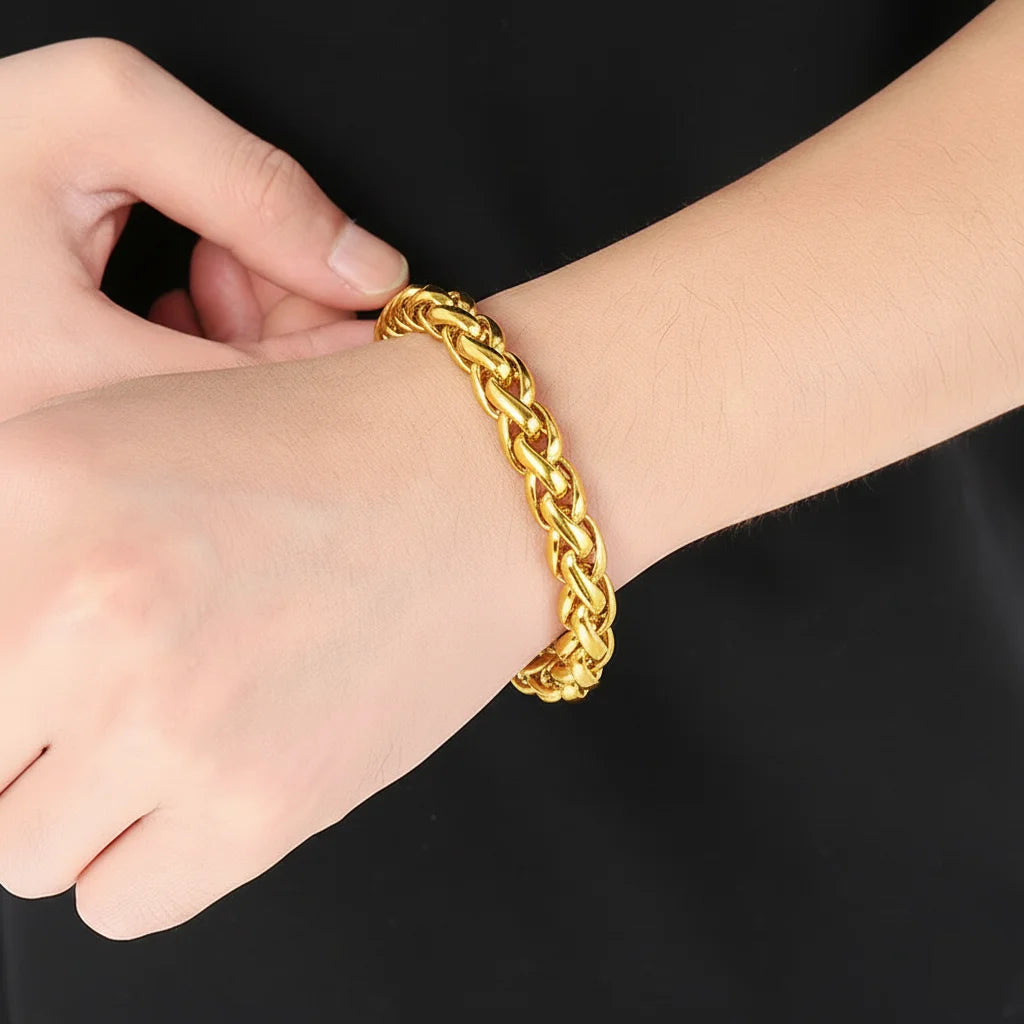 Vintage Twisted Chain Bracelet - Stainless Steel, Gold Plated