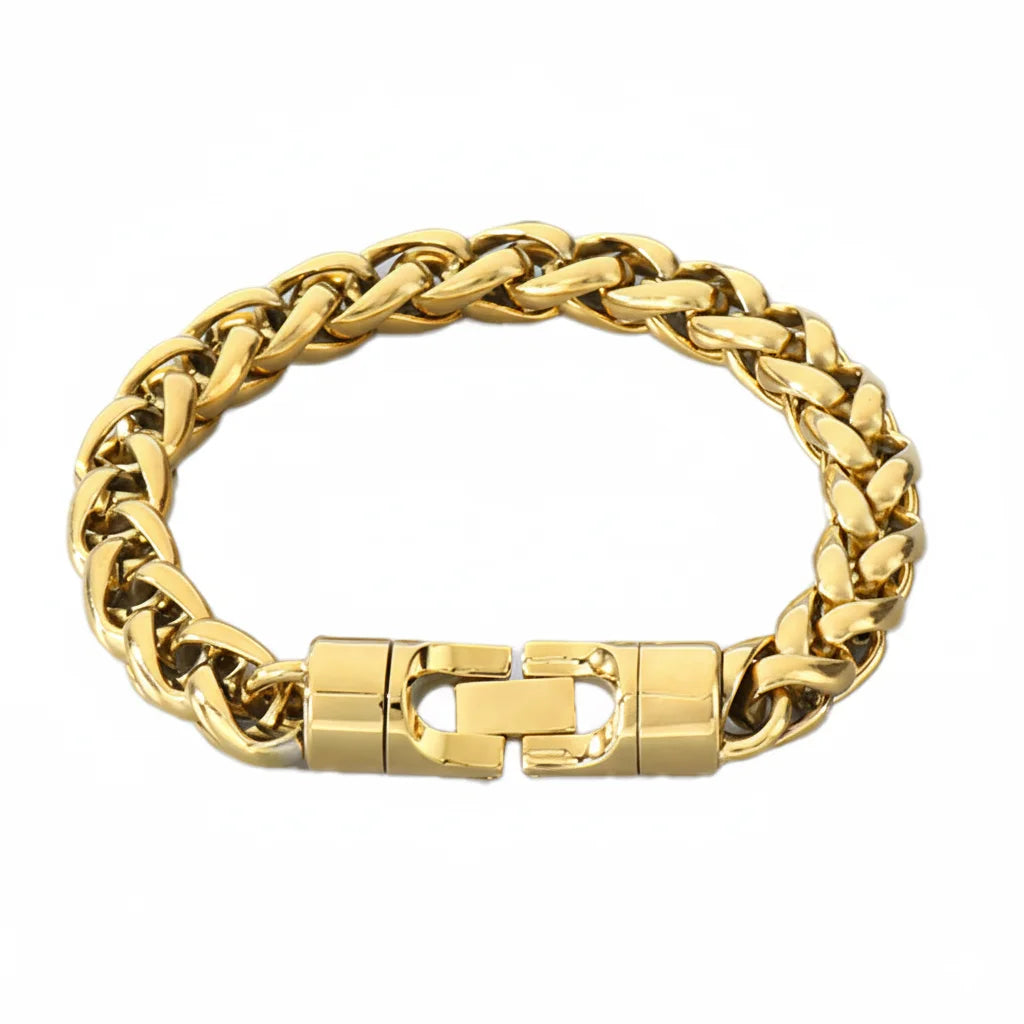 Vintage Twisted Chain Bracelet - Stainless Steel, Gold Plated