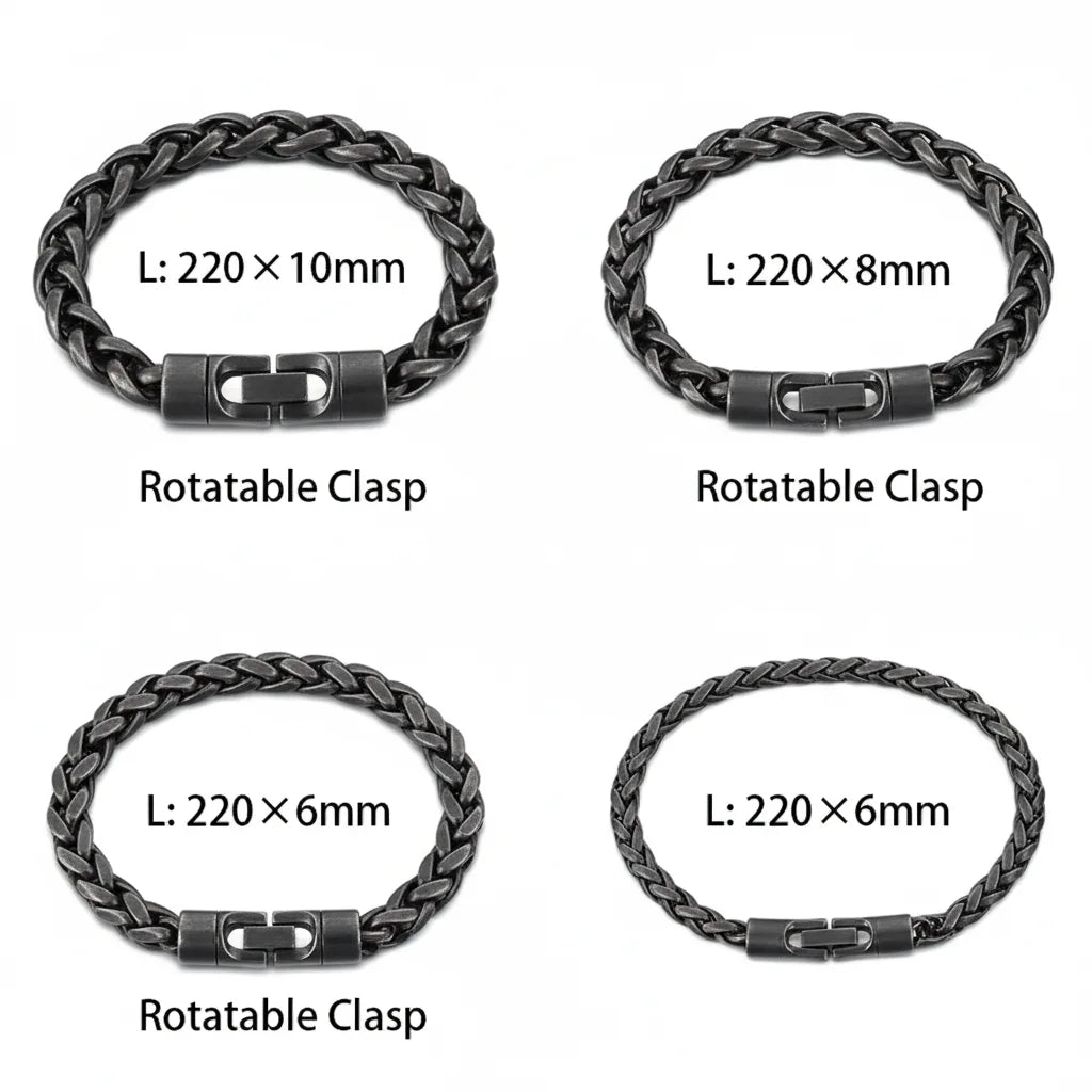 Vintage Twisted Chain Bracelet - Stainless Steel, Oxidized Black Plated