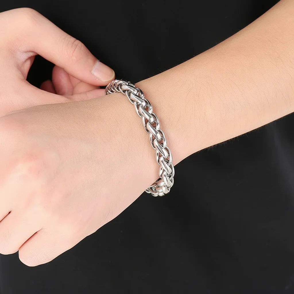 Vintage Twisted Chain Bracelet - Stainless Steel, Steel Plated