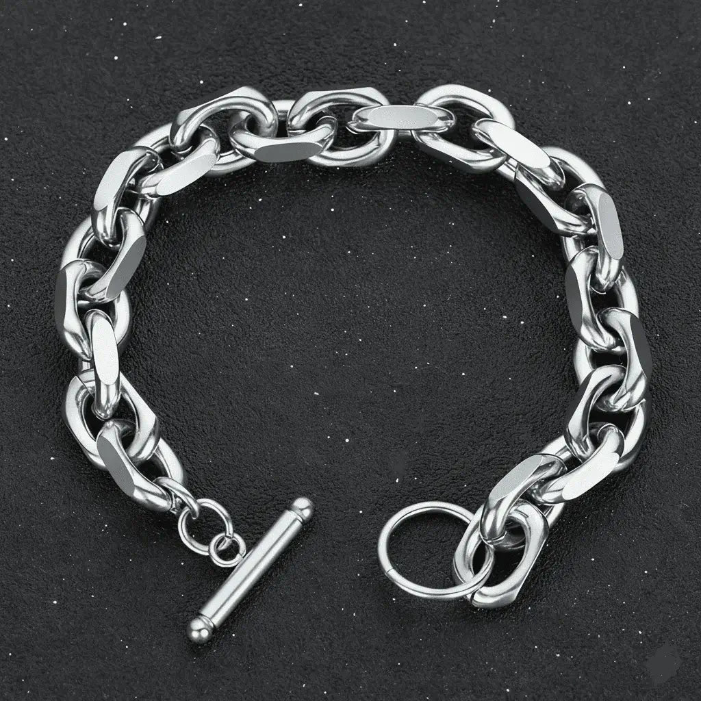 Chain Bracelet 9mm - Stainless Steel, Polished Finish, Toggle Clasp