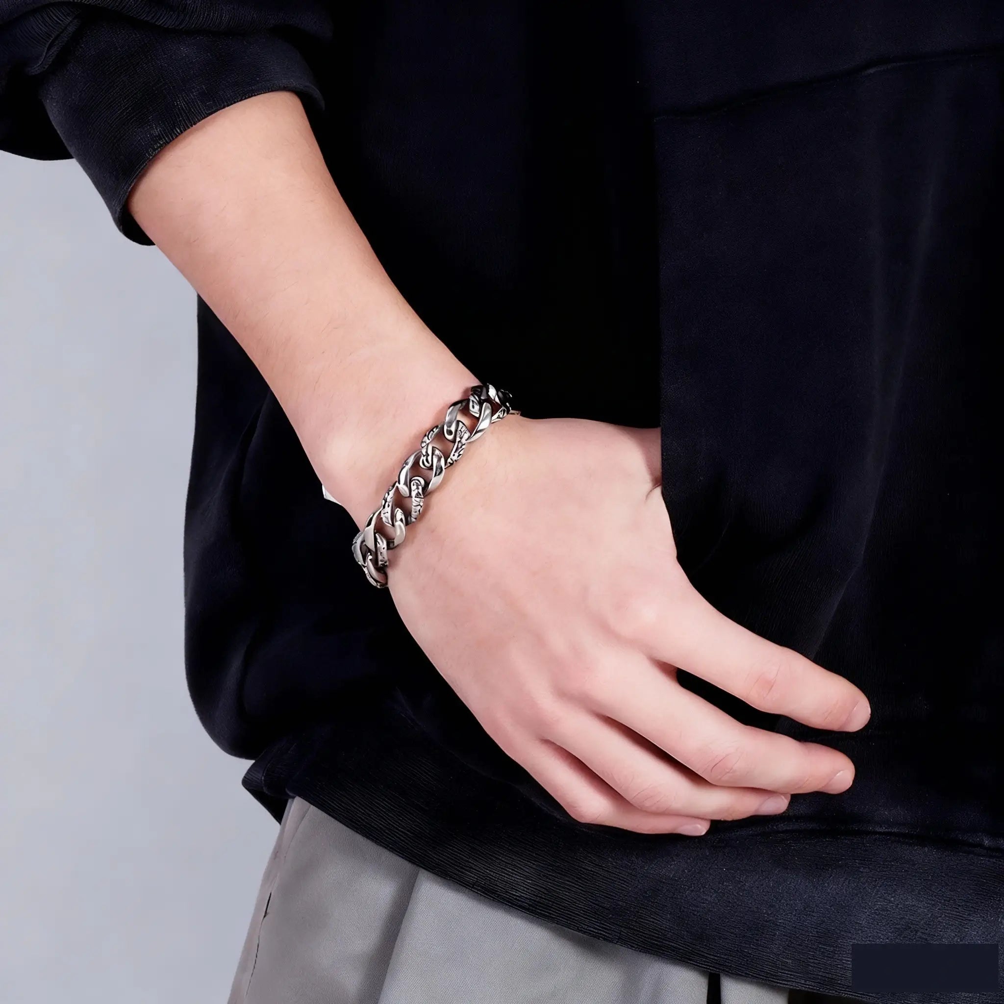 stainless steel mens bracelet cuban link bracelet Snake Pattern