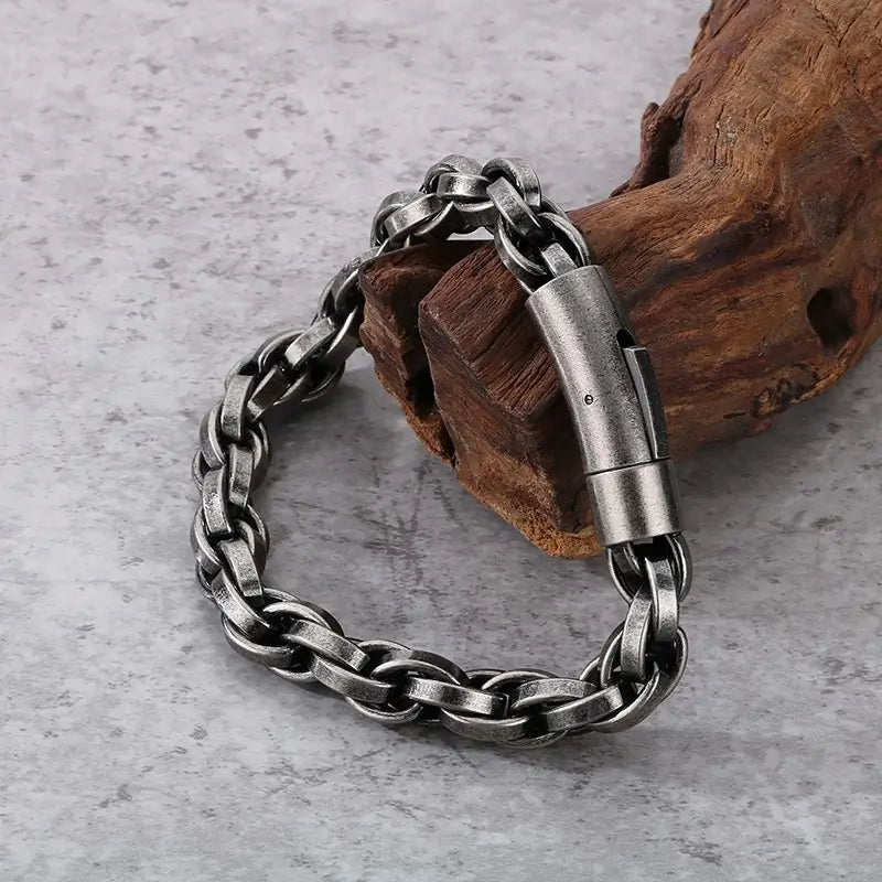 Men’s Vintage Bracelet 9mm - 316L Stainless Steel, Polished Finish
