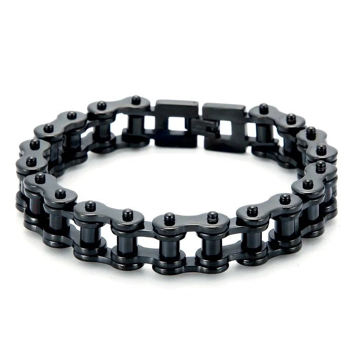 Stainless Steel Bike Chain Bracelet 11mm - Black Plated