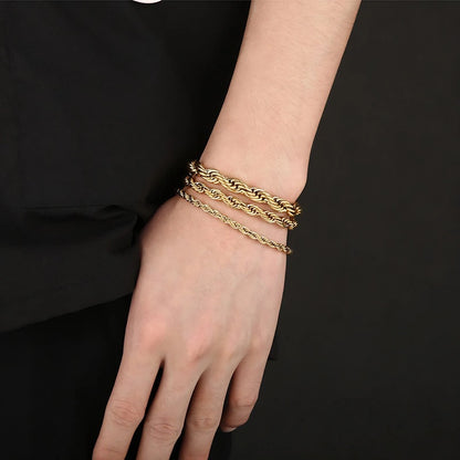 Twisted Chain Bracelet - 316L Stainless Steel, 18K Gold Plated