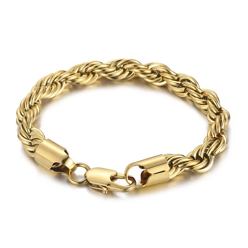 Twisted Chain Bracelet - 316L Stainless Steel, 18K Gold Plated