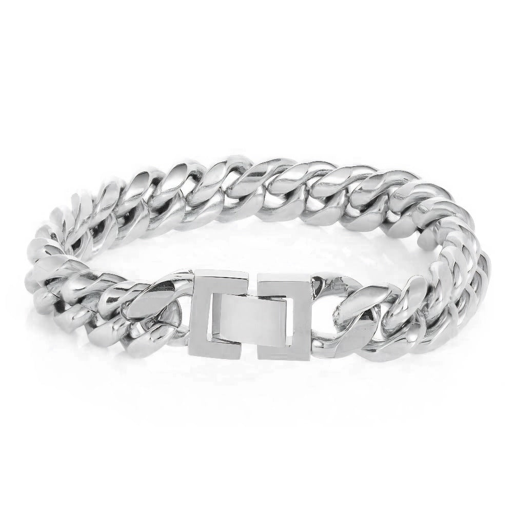 Miami Cuban Link Bracelet – Stainless Steel, Polished Finish
