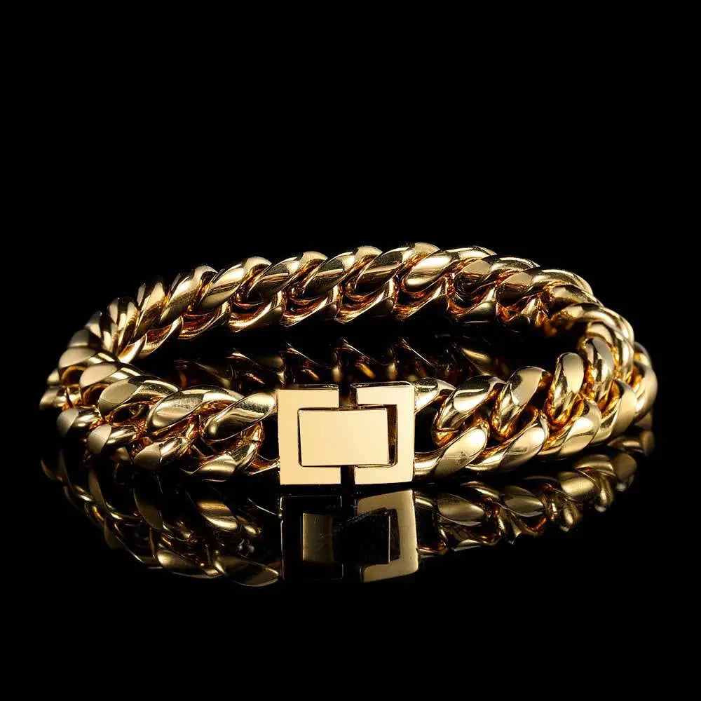 Miami Cuban Link Bracelet – Stainless Steel, 18K Gold Plated