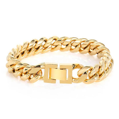 Miami Cuban Link Bracelet – Stainless Steel, 18K Gold Plated