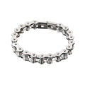 Stainless Steel Bike Chain Bracelet 11mm - Sandblasted Finish, Steel Color