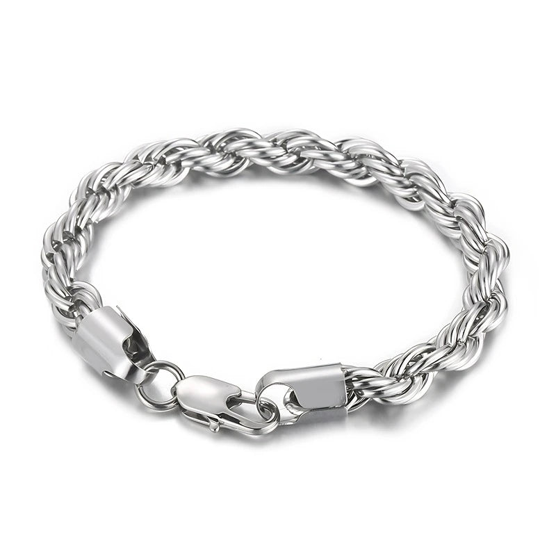 Twisted Chain Bracelet - 316L Stainless Steel, Polished Finish