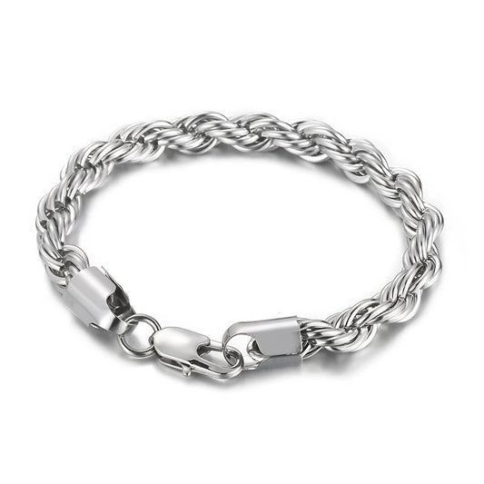 Twisted Chain Bracelet - 316L Stainless Steel, Polished Finish