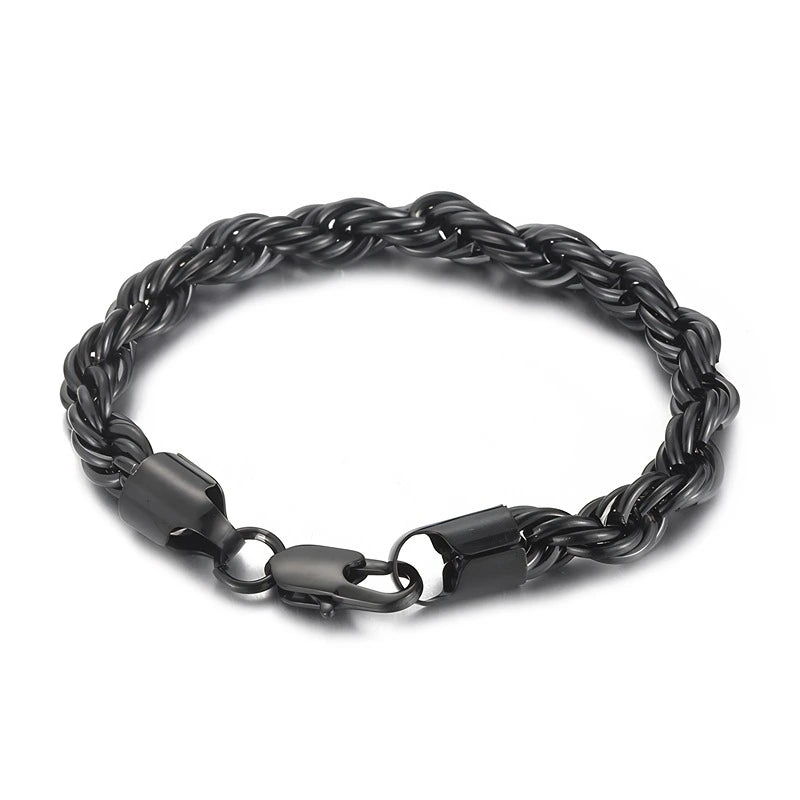 Twisted Chain Bracelet - 316L Stainless Steel, Black