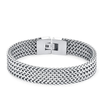 Men’s Vintage Bracelet 9mm - 316L Stainless Steel, Polished Finish