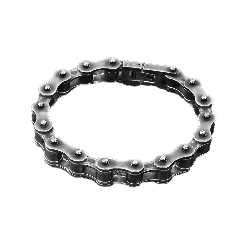 Stainless Steel Bike Chain Bracelet 11mm - Oxidized Black Plated