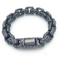 Hammered Stainless Steel Bracelet 13mm - Stainless Steel, Oxidized Black