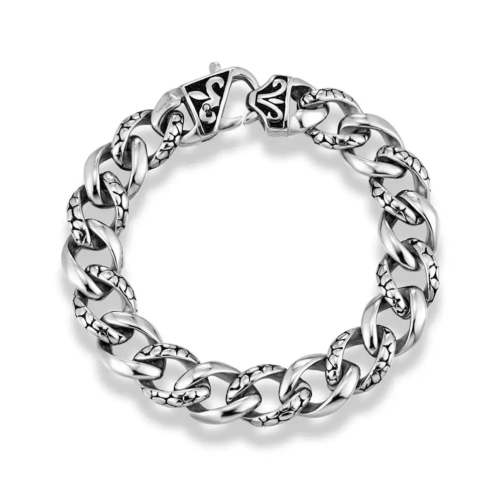 stainless steel mens bracelet cuban link bracelet Snake Pattern