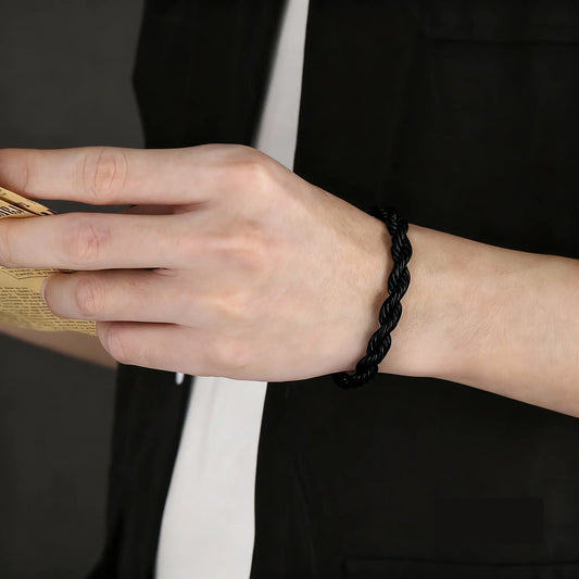 Twisted Chain Bracelet - 316L Stainless Steel, Black