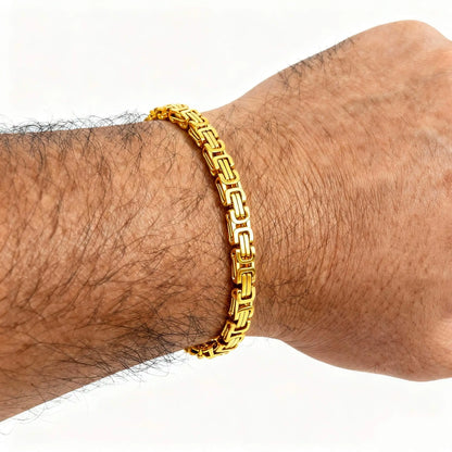 Byzantine Bracelet 4mm - Stainless Steel, 18K Gold Plated