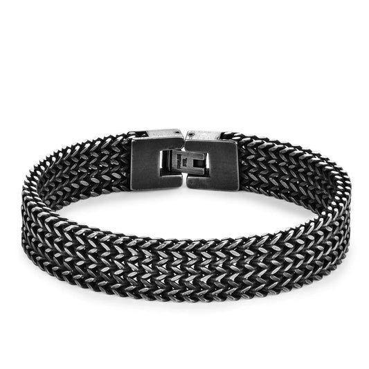 Men’s Vintage Bracelet 9mm - 316L Stainless Steel, antique silver color