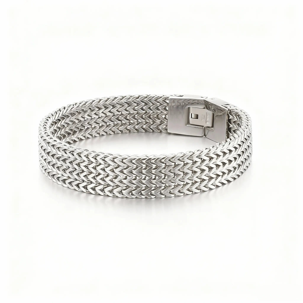 Men's Cuban Chain Bracelet 13mm - 316L Stainless Steel, Polished Finish