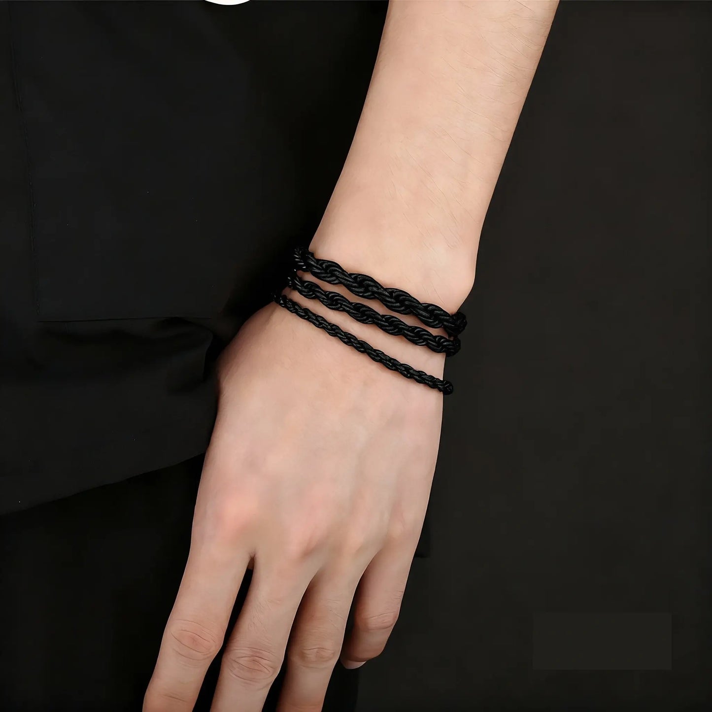 Twisted Chain Bracelet - 316L Stainless Steel, Black