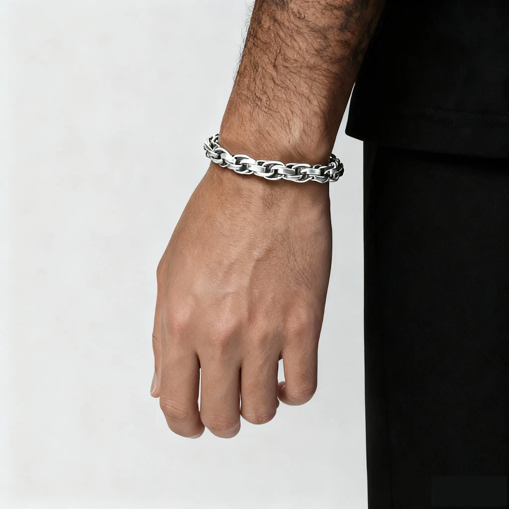 Men’s Vintage Bracelet 9mm - 316L Stainless Steel, Polished Finish