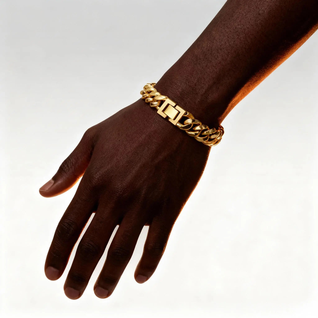 Miami Cuban Link Bracelet – Stainless Steel, 18K Gold Plated