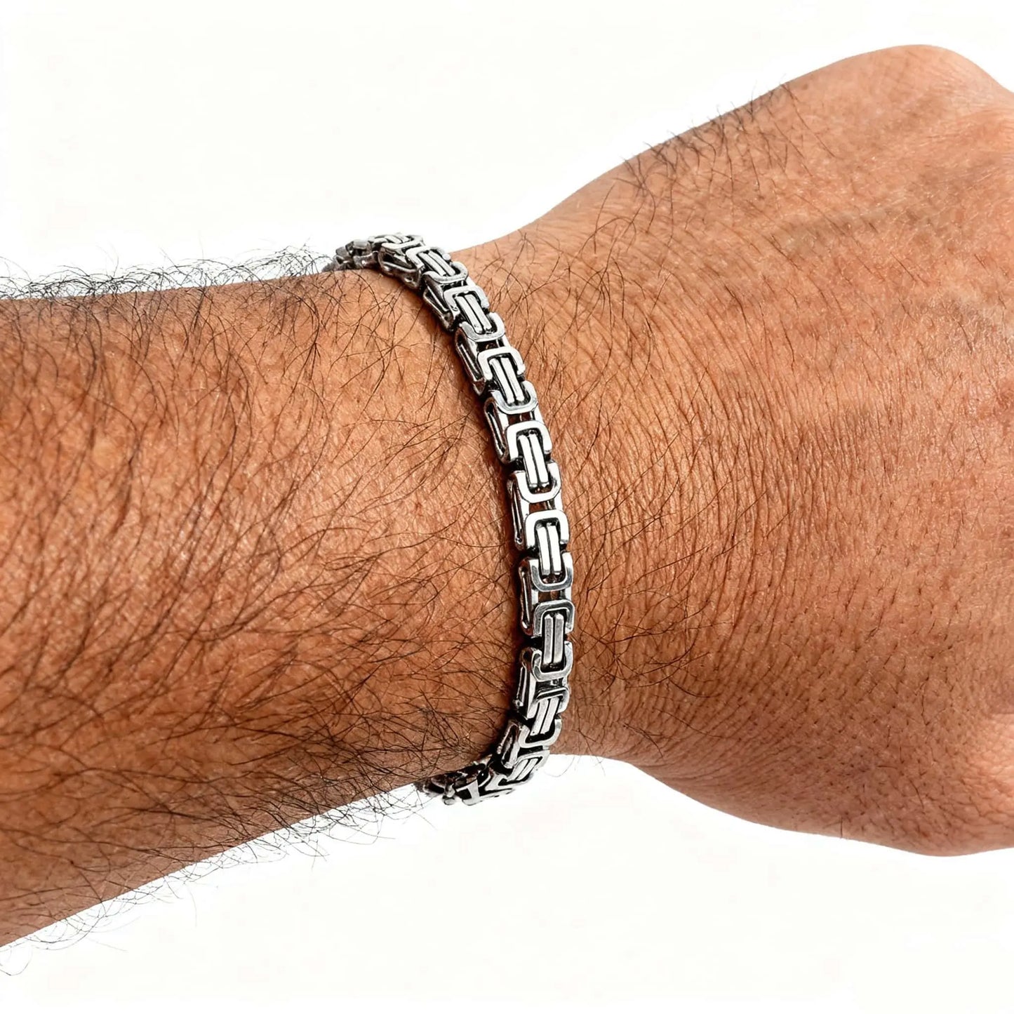 Byzantine Bracelet 4mm - Stainless Steel, Polished Finish