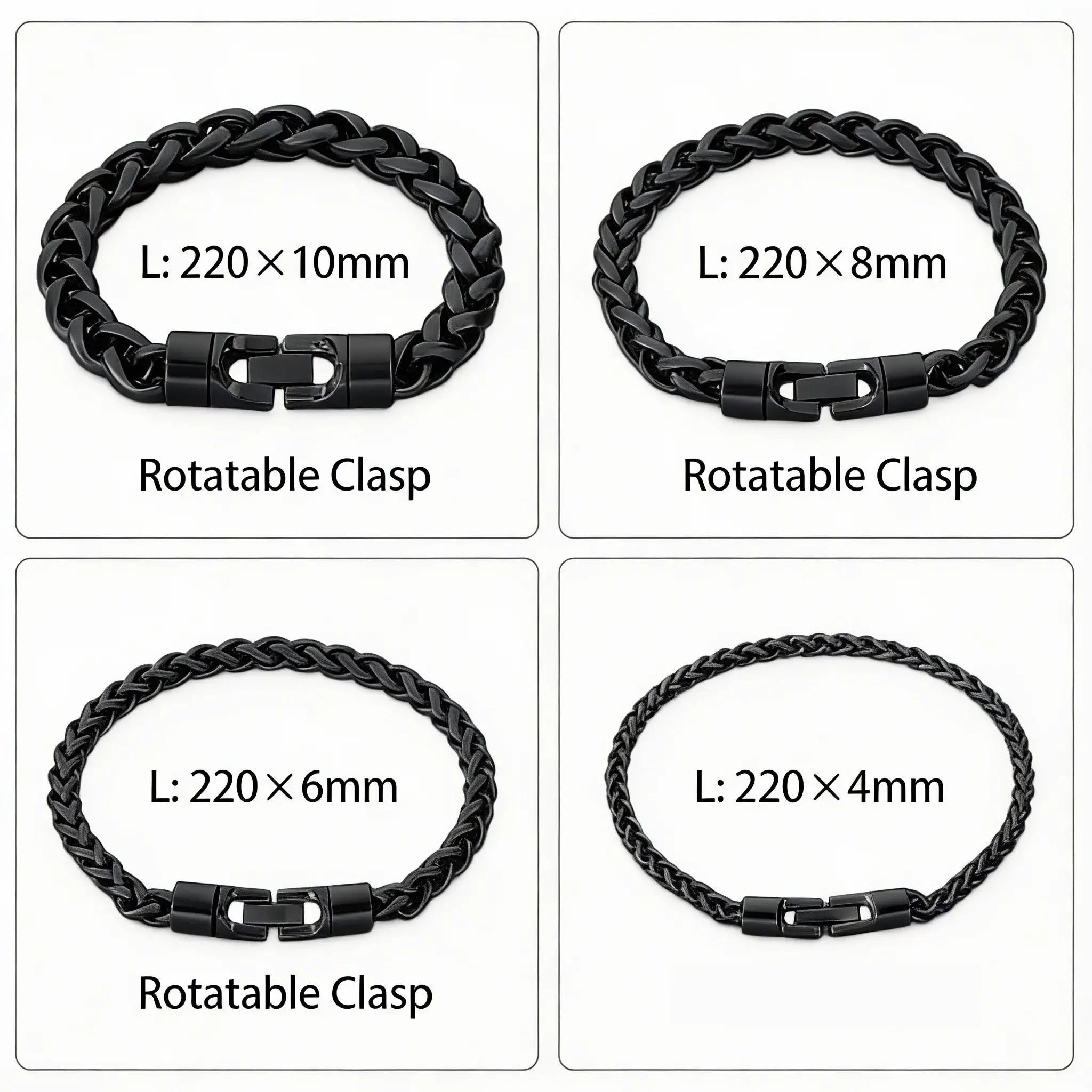 Vintage Twisted Chain Bracelet - Stainless Steel, Black Plated