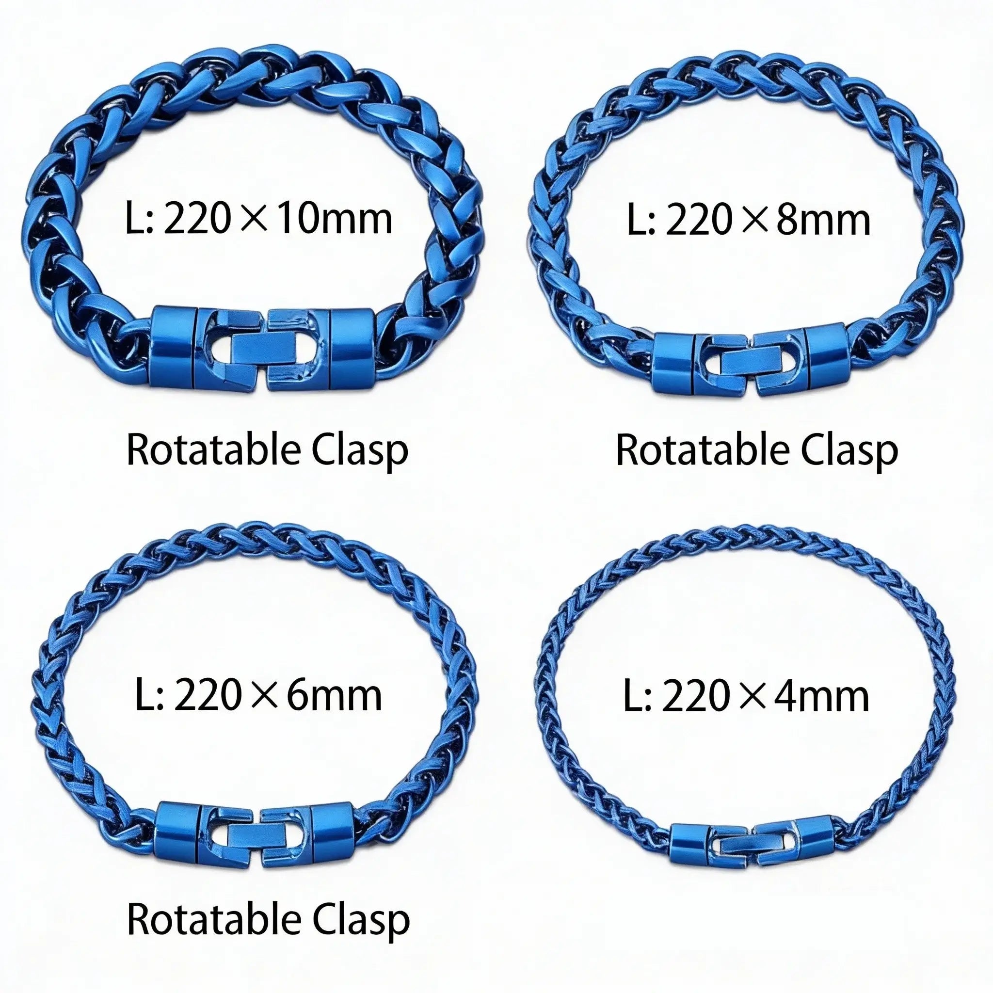 Vintage Twisted Chain Bracelet - Stainless Steel, Blue Plated