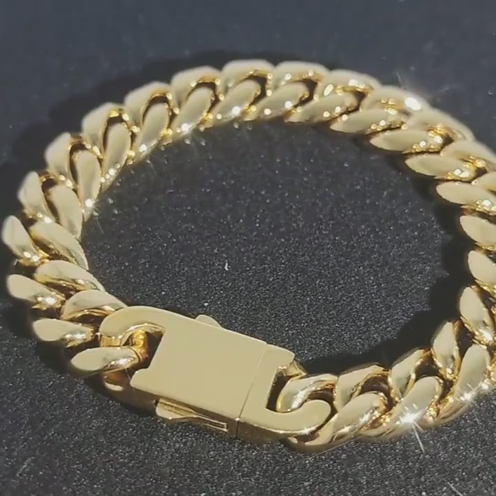 Cuban Link Bracelet – Stainless Steel, 18K Gold Plated