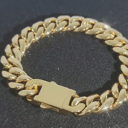 Cuban Link Bracelet – Stainless Steel, 18K Gold Plated