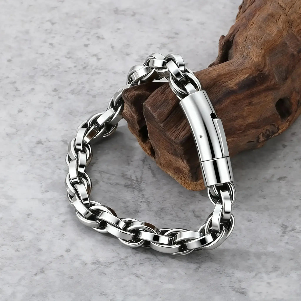 Men’s Vintage Bracelet 9mm - 316L Stainless Steel, Polished Finish
