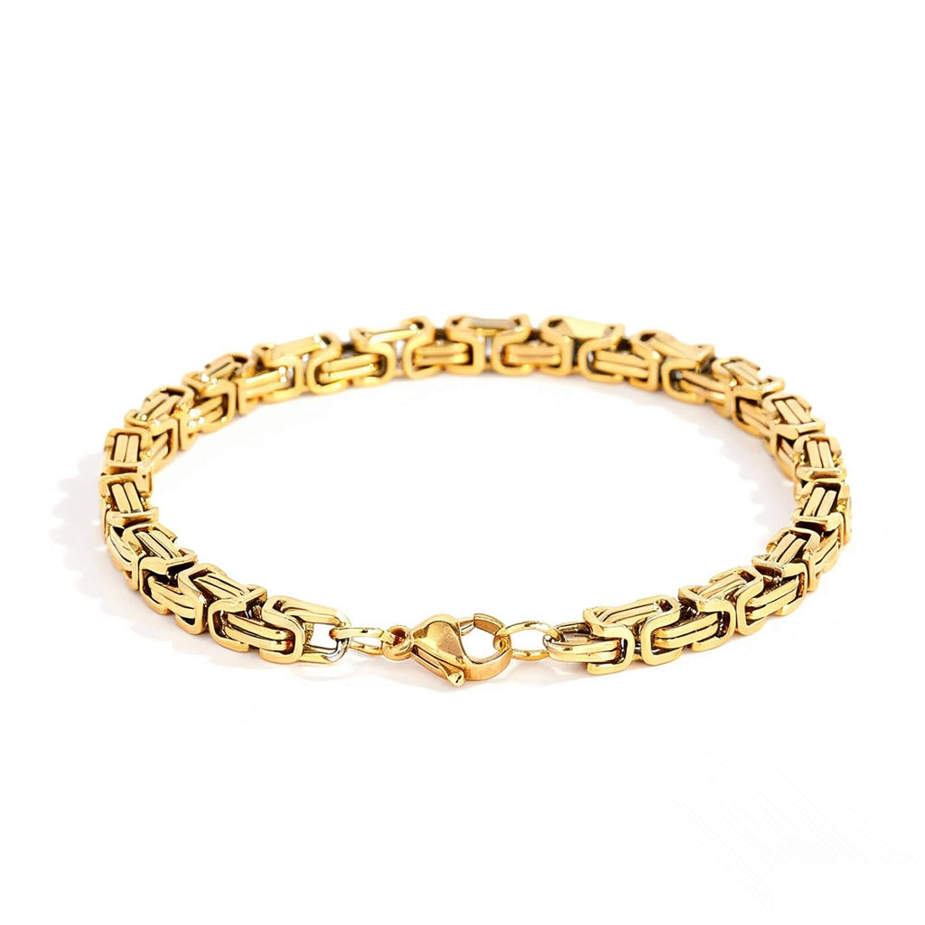 Byzantine Bracelet 4mm - Stainless Steel, 18K Gold Plated