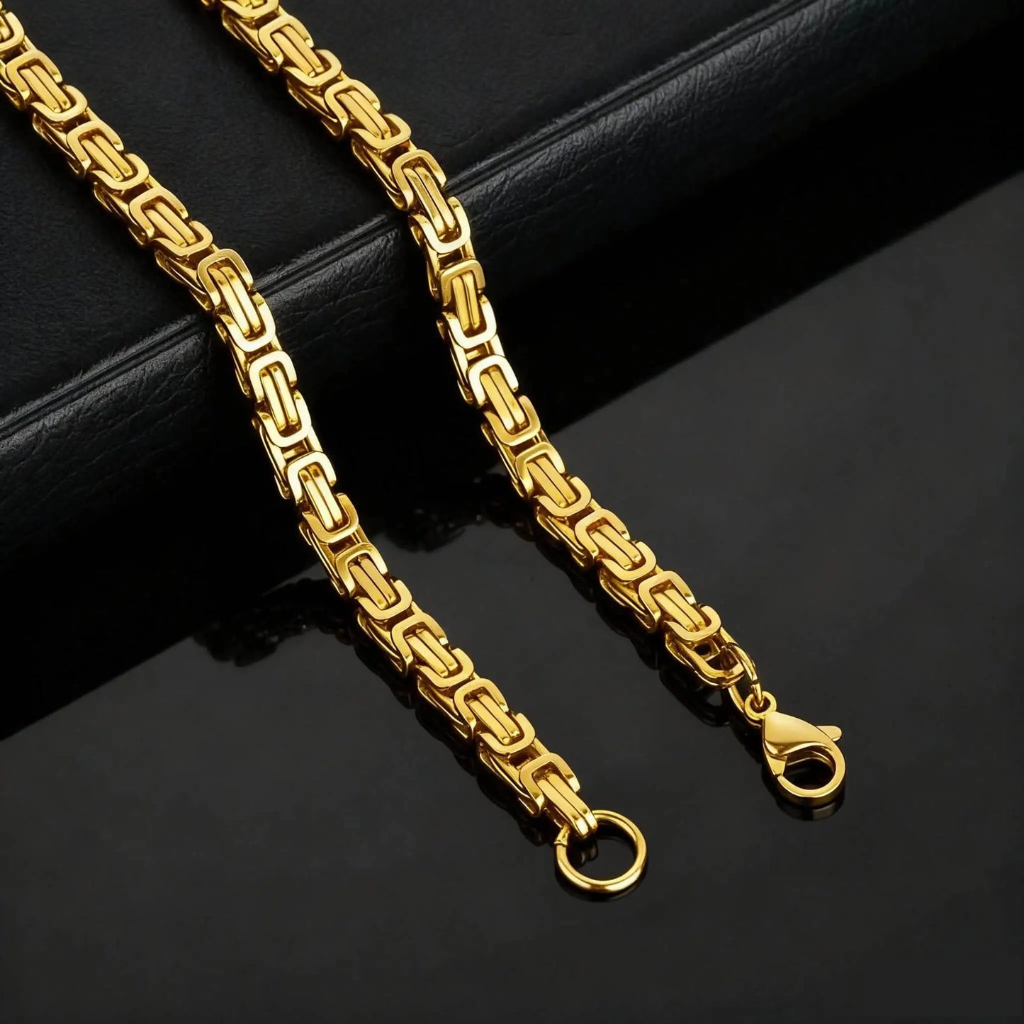 Byzantine Bracelet 4mm - Stainless Steel, 18K Gold Plated