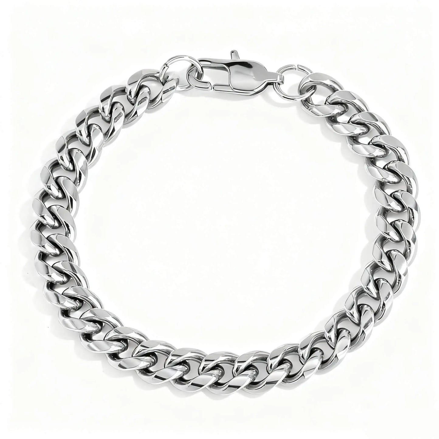 Cuban Link Bracelet – Stainless Steel, Polished Finish, Lobster Clasp
