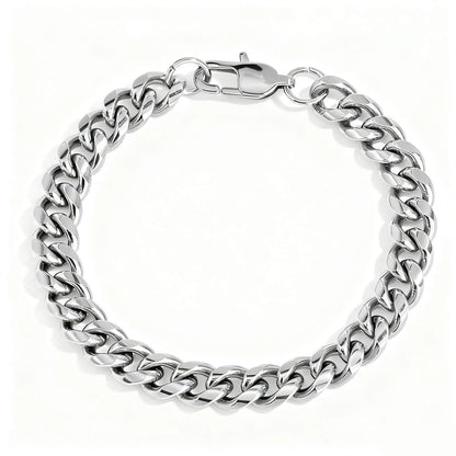Cuban Link Bracelet – Stainless Steel, Polished Finish, Lobster Clasp