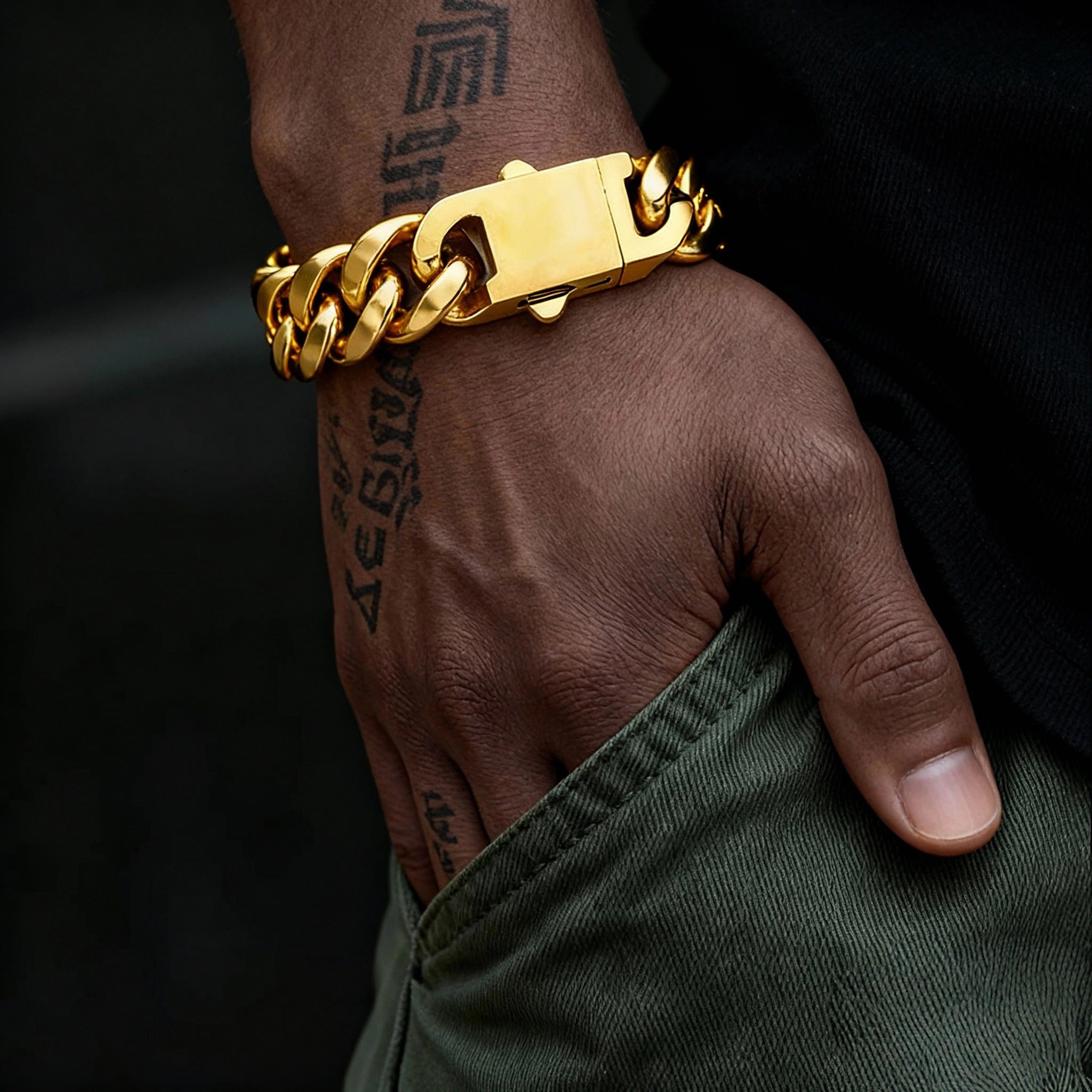 Cuban Link Bracelet – Stainless Steel, 18K Gold Plated